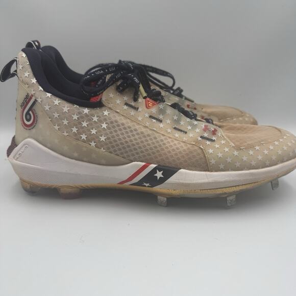 Under Armour Mens Size 12 Harper 6 Low USA Hommes HOVR Baseball Cleats White - Picture 1 of 9